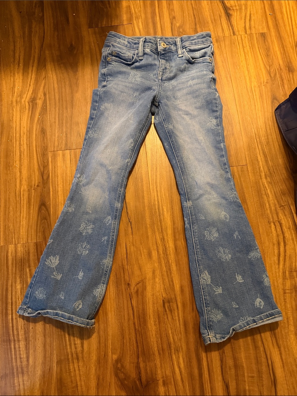 Women’s Light Blue Floral Print Flared Jeans